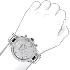 Men's Luxurman Large Diamond Bezel Watch 2ct Swiss Mvt -H'Hen Sale Store mens luxurman watches large diamond bezel watch 2ct 3