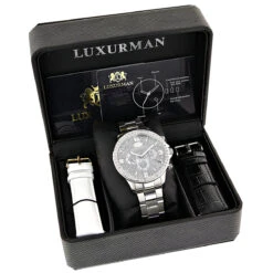 Men's Luxurman Large Diamond Bezel Watch 2ct Swiss Mvt -H'Hen Sale Store mens luxurman watches large diamond bezel watch 2ct 4