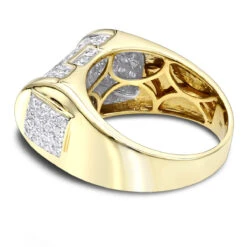 Luxury 14K Yellow Gold Men's Princess Cut Diamond Ring 3.62ct -H'Hen Sale Store mens princess cut diamond ring 362ct 14k luxury jewelry backye