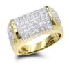 Luxury 14K Yellow Gold Men's Princess Cut Diamond Ring 3.62ct