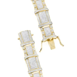 Men's Real Diamond Bracelet 10K Yellow Gold 4ct -H'Hen Sale Store mens real diamond bracelet 10k 471ct p 43453 backye