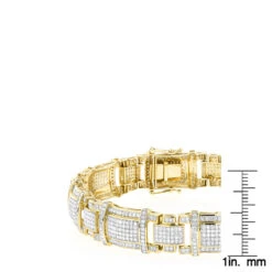 Men's Real Diamond Bracelet 10K Yellow Gold 4ct -H'Hen Sale Store mens real diamond bracelet 10k 471ct p 43453 rulerye