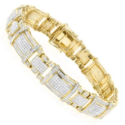 Men's Real Diamond Bracelet 10K Yellow Gold 4ct