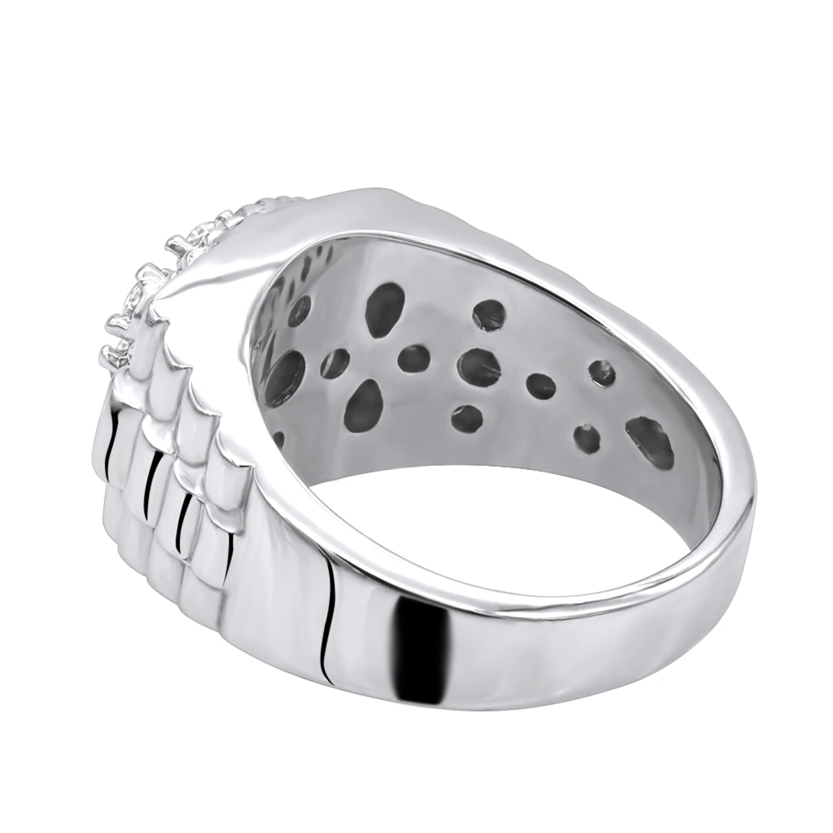 14K White Gold Rolex Style Men's Diamond Ring .95ct 6 14K White Gold Rolex Style Men's Diamond Ring .95ct - Image 4