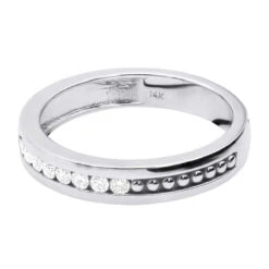 Men's Round Diamond Wedding Band 0.45ct Solid 14K White Gold 9 Stone Ring -H'Hen Sale Store mens round diamond wedding band 045ct 14k 9 stone ring backwh