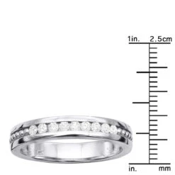 Men's Round Diamond Wedding Band 0.45ct Solid 14K White Gold 9 Stone Ring -H'Hen Sale Store mens round diamond wedding band 045ct 14k 9 stone ring rulerwh