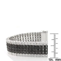 Men's Silver Diamond Bracelet 1.20ct Black And White -H'Hen Sale Store mens silver diamond bracelet 120ct black and white p 49426 ruler