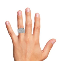 Boxy 4.5 Carat Men's Diamond 14K White Gold Statement Pinky Ring -H'Hen Sale Store mens statement rings squre shape 14k gold diamond pinky ring for men 45ct 890243w bodwh