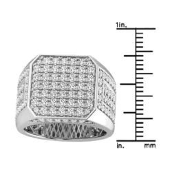 Boxy 4.5 Carat Men's Diamond 14K White Gold Statement Pinky Ring -H'Hen Sale Store mens statement rings squre shape 14k gold diamond pinky ring for men 45ct 890243w rulerwh