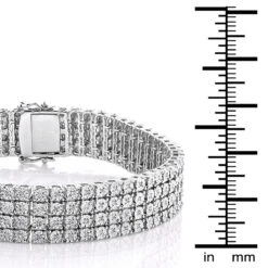 Men's Sterling Silver 4 Row Diamond Bracelet 0.63ct -H'Hen Sale Store mens sterling silver bracelets 4 row diamond bracelet 052ct p 46832 box