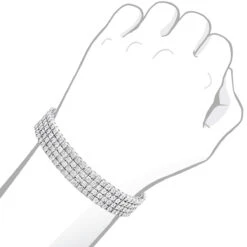 Men's Sterling Silver 4 Row Diamond Bracelet 0.63ct -H'Hen Sale Store mens sterling silver bracelets 4 row diamond bracelet 052ct p 46832bod