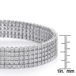 Men's Sterling Silver 5 Row Diamond Bracelet 0.81ct -H'Hen Sale Store mens sterling silver bracelets 5 row diamond bracelet 067ct p 46833 ruler