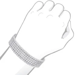 Men's Sterling Silver 5 Row Diamond Bracelet 0.81ct -H'Hen Sale Store mens sterling silver bracelets 5 row diamond bracelet 067ct p 46833bod