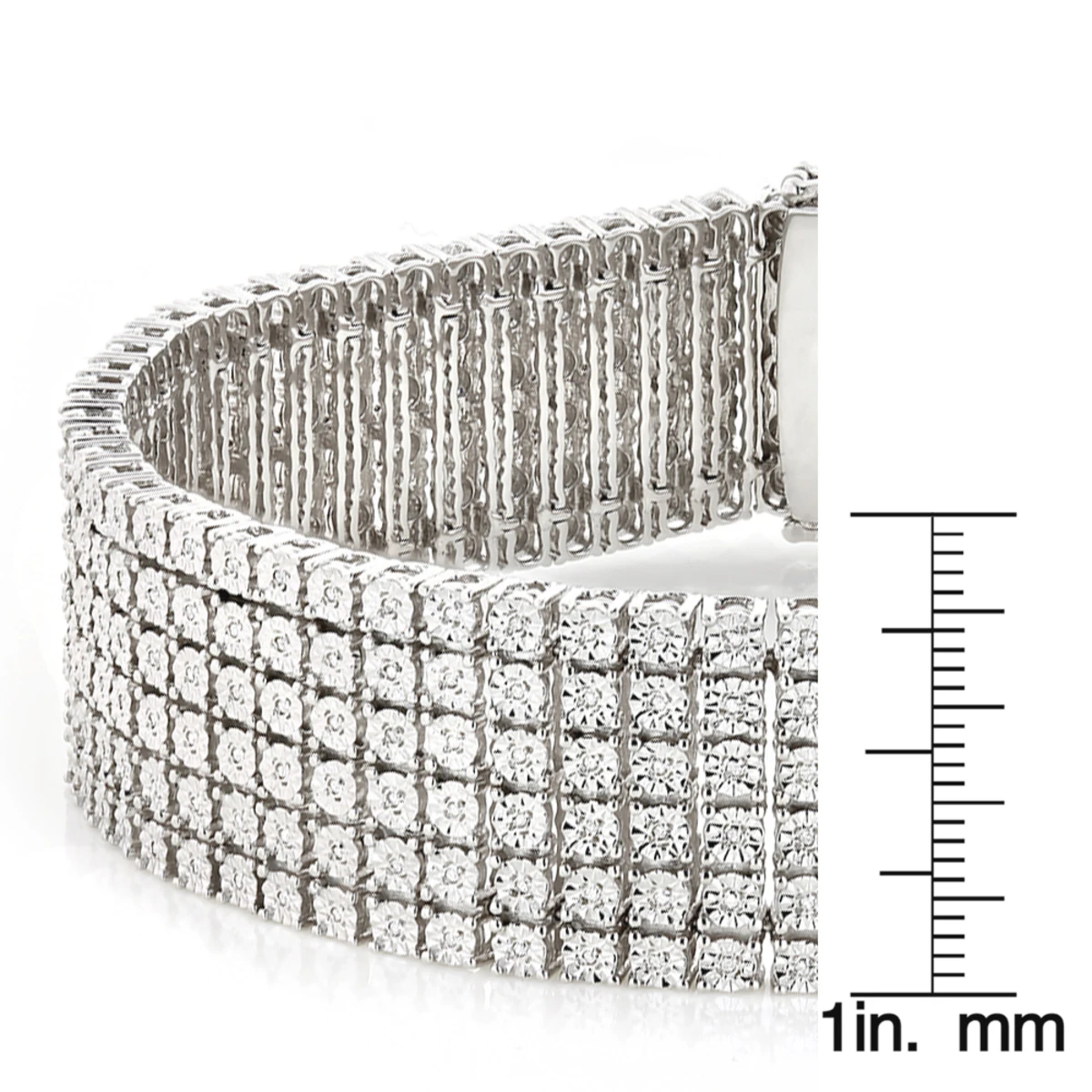 Men's Sterling Silver 6 Row Diamond Bracelet 1.01ct 6 Men's Sterling Silver 6 Row Diamond Bracelet 1.01ct - Image 4