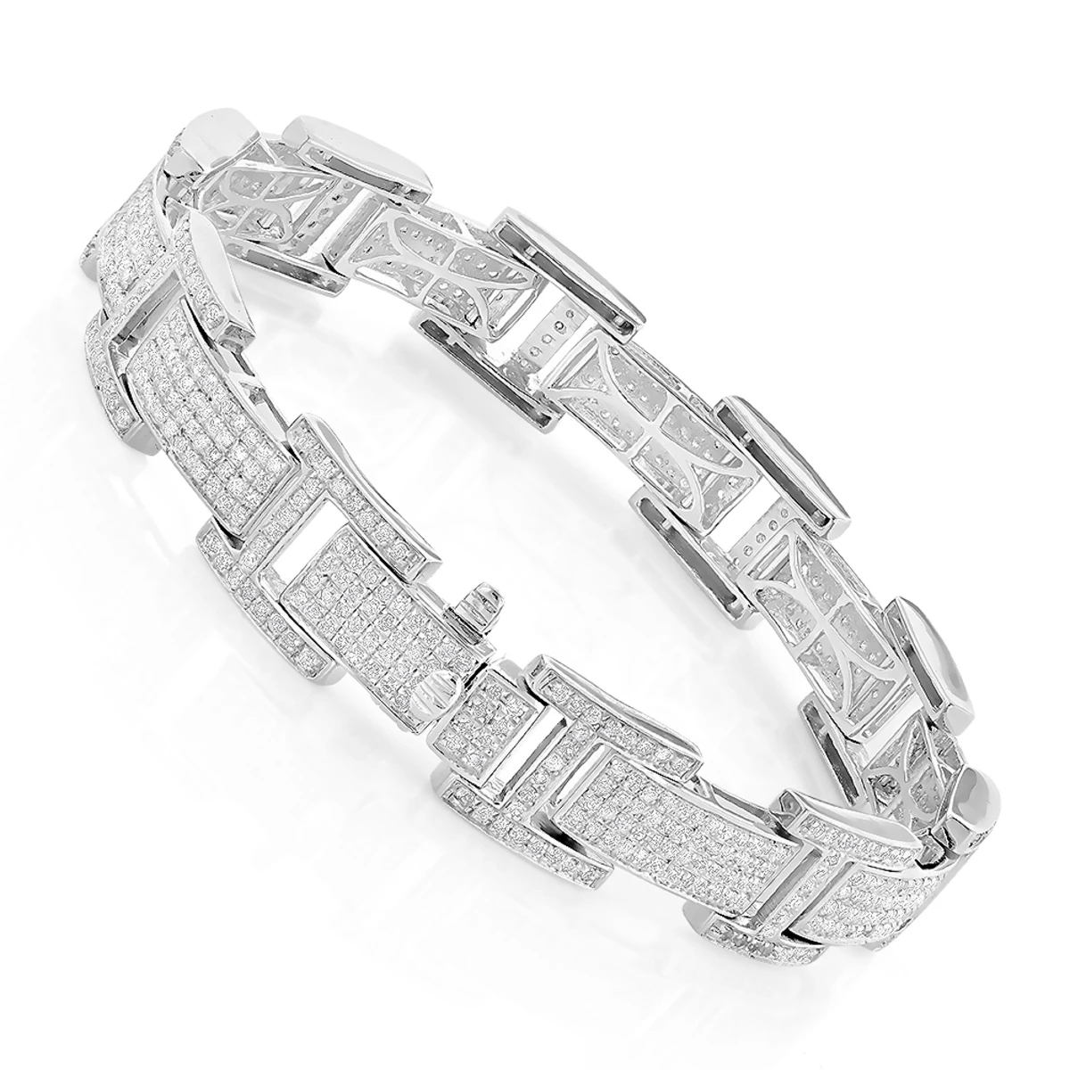 Men's Sterling Silver Diamond Bracelet 3.96ct 4 Men's Sterling Silver Diamond Bracelet 3.96ct - Image 2