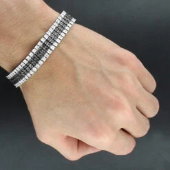Men's White And Black Diamond Bracelet 0.90ct Sterling Silver 7 Men's White And Black Diamond Bracelet 0.90ct Sterling Silver -H'Hen Sale Store mens white and black diamond bracelet 090ct sterling silver p 49195bod
