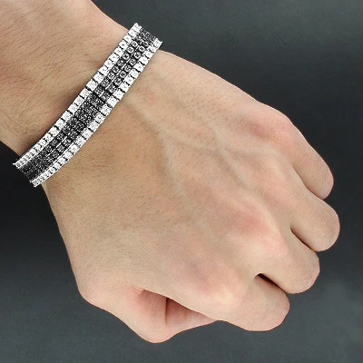 Men's White And Black Diamond Bracelet 0.90ct Sterling Silver 5 Men's White And Black Diamond Bracelet 0.90ct Sterling Silver - Image 3