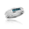 Men's White Blue Diamond Wedding Band 1.1ct 14K White Gold Princess Cut Diamonds