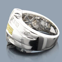 Men's White Yellow Diamond Cross Ring 14K White Gold 2.25ct -H'Hen Sale Store mens white yellow diamond cross ring 14k 225ct p 43641back