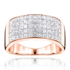 Men's Wide Wedding Band With Princess Cut Diamonds 2.11ct 14K White Gold -H'Hen Sale Store mens wide wedding band with princess cut diamonds 211ct 14k ro