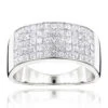 Men's Wide Wedding Band With Princess Cut Diamonds 2.11ct 14K White Gold