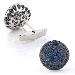 Men's & Women's Luxury Cufflinks: Custom Blue Diamond Cufflinks 14K White Gold