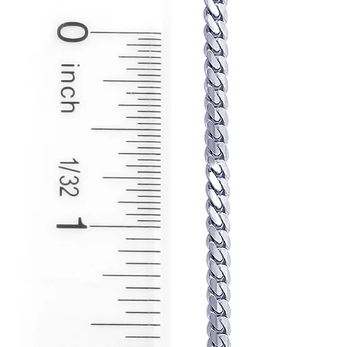 Miami 14K White Gold Cuban Link Chain For Men 3mm 22-40in 5 Miami 14K White Gold Cuban Link Chain For Men 3mm 22-40in - Image 3