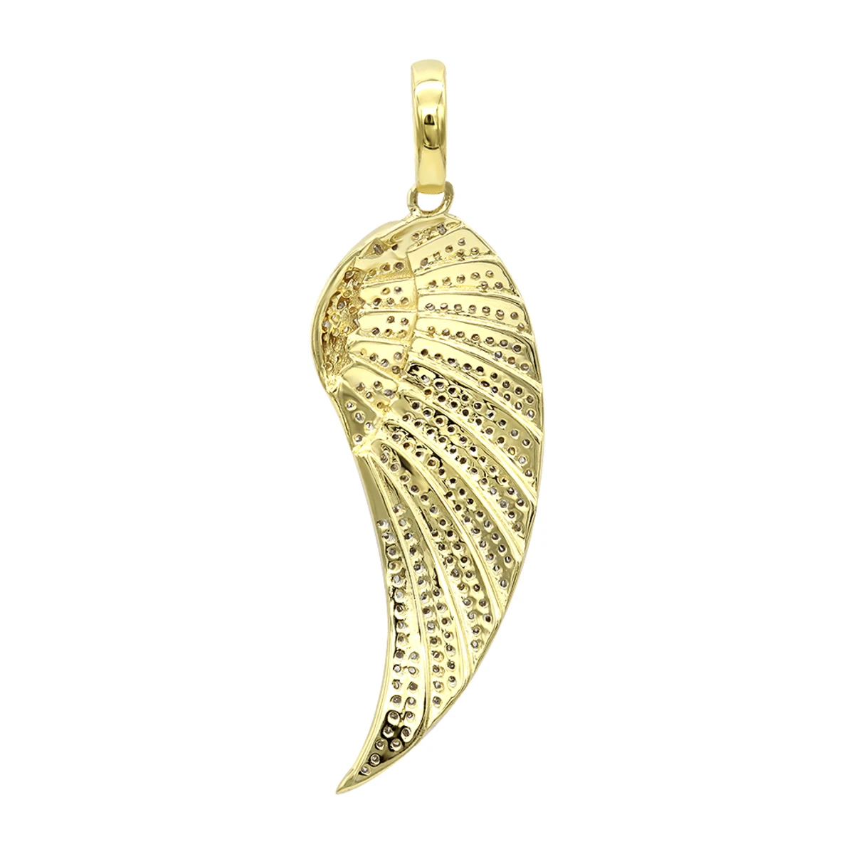 Mini 10K Yellow Gold Diamond Angel Wing Necklace Pendant 0.65ct By Luxurman 6 Mini 10K Yellow Gold Diamond Angel Wing Necklace Pendant 0.65ct By Luxurman - Image 4