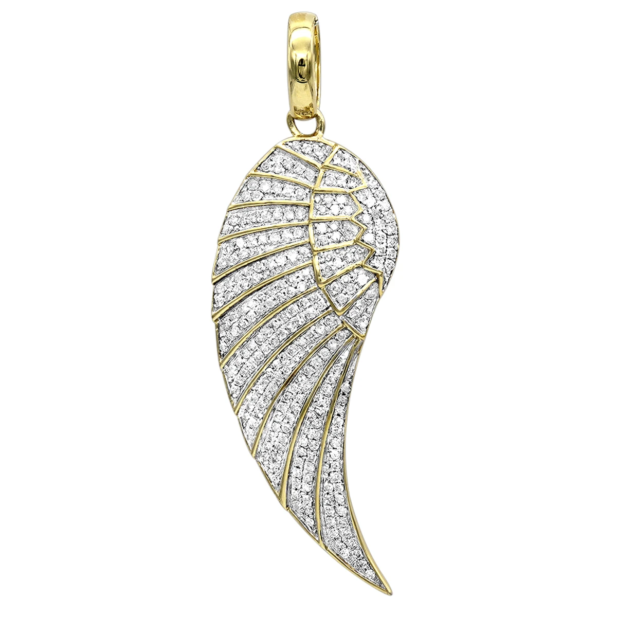 Mini 10K Yellow Gold Diamond Angel Wing Necklace Pendant 0.65ct By Luxurman 3 Mini 10K Yellow Gold Diamond Angel Wing Necklace Pendant 0.65ct By Luxurman