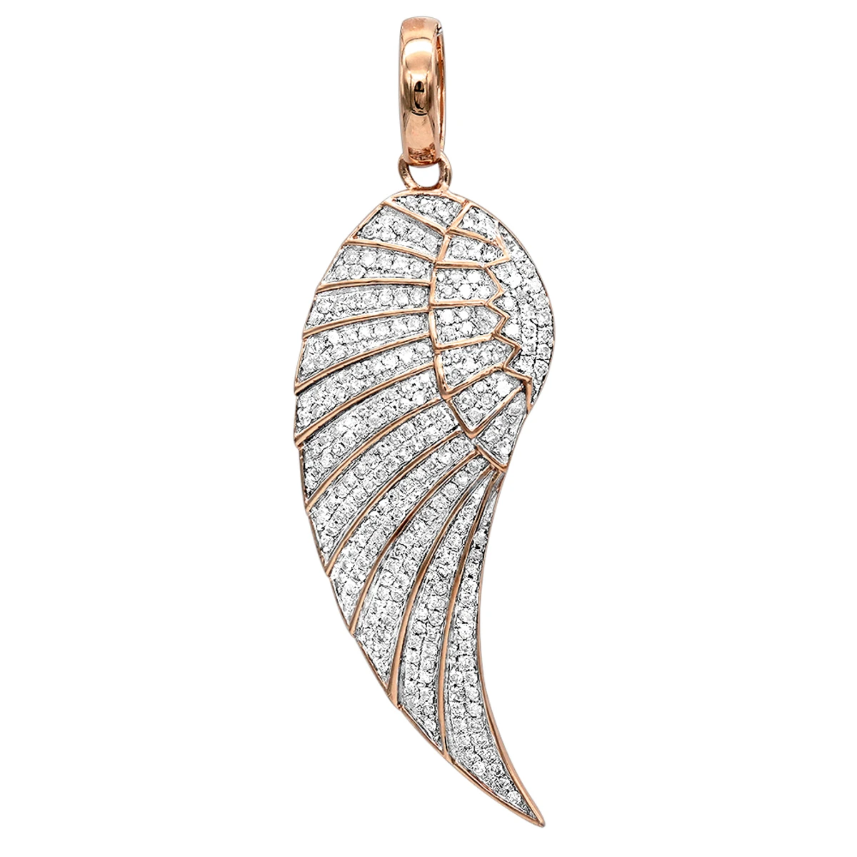 Mini 10K Yellow Gold Diamond Angel Wing Necklace Pendant 0.65ct By Luxurman 5 Mini 10K Yellow Gold Diamond Angel Wing Necklace Pendant 0.65ct By Luxurman - Image 3