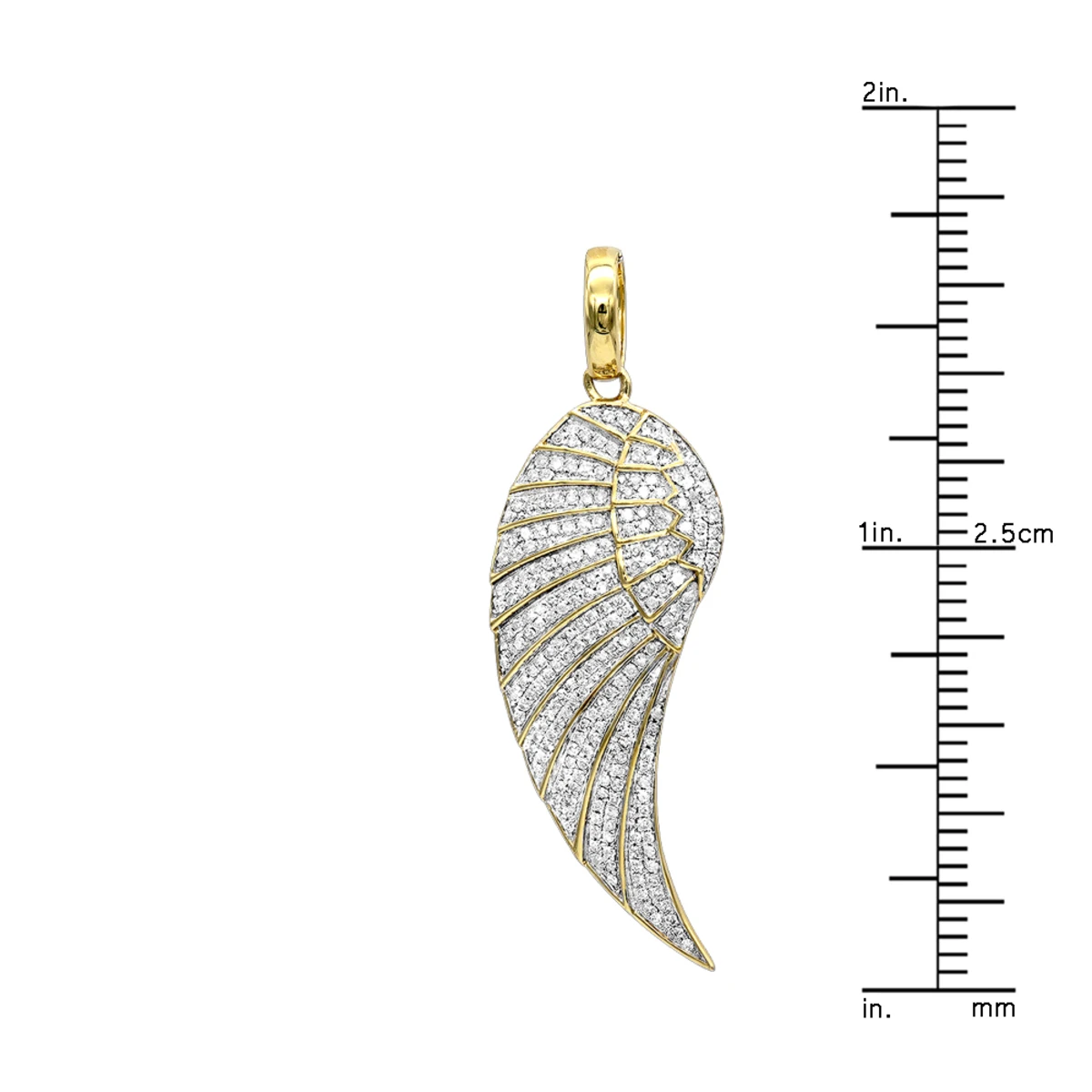 Mini 10K Yellow Gold Diamond Angel Wing Necklace Pendant 0.65ct By Luxurman 8 Mini 10K Yellow Gold Diamond Angel Wing Necklace Pendant 0.65ct By Luxurman - Image 6