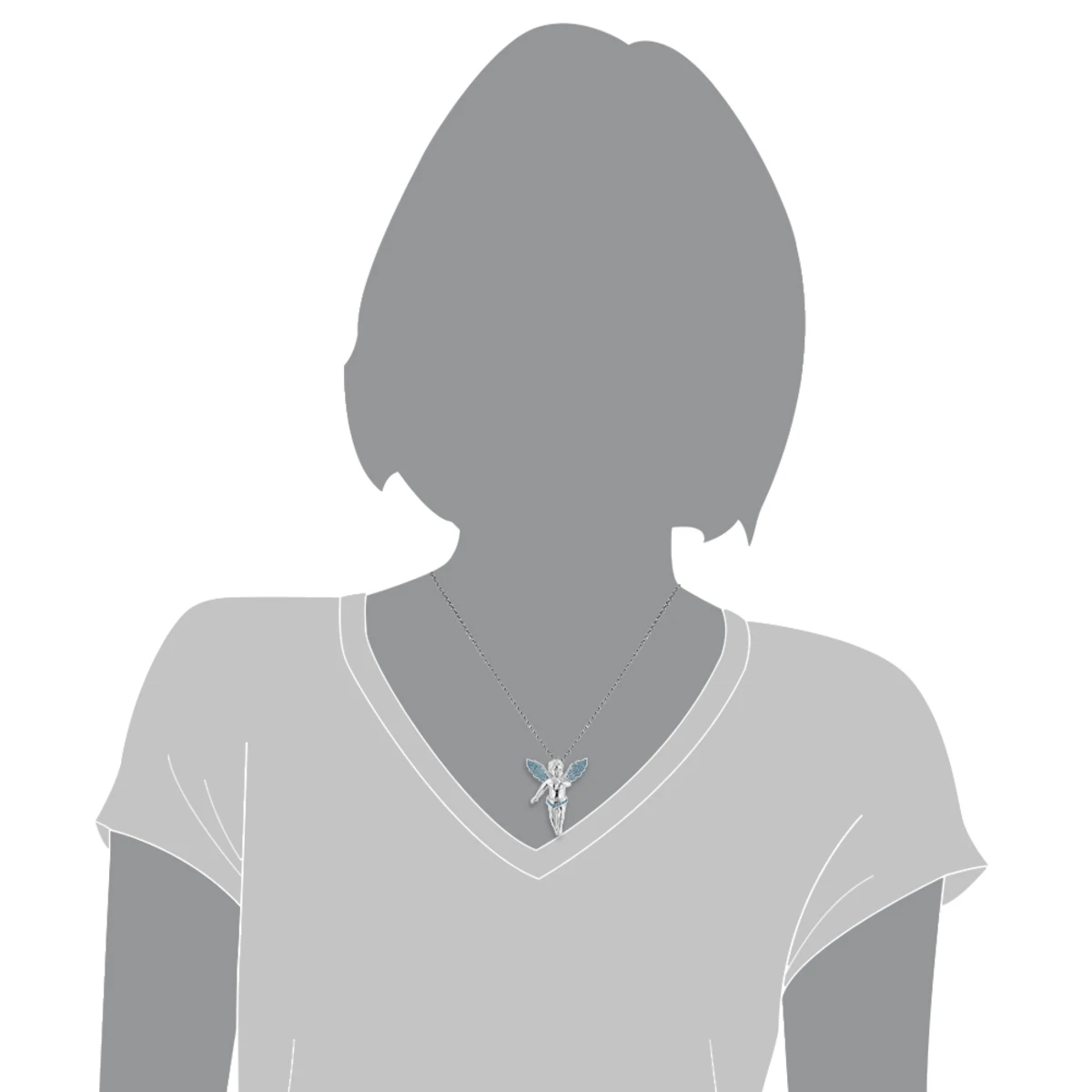 Blue Diamond Mini Angels With Wings Charm Pendant 0.7ct 14K White Gold 5 Blue Diamond Mini Angels With Wings Charm Pendant 0.7ct 14K White Gold - Image 3