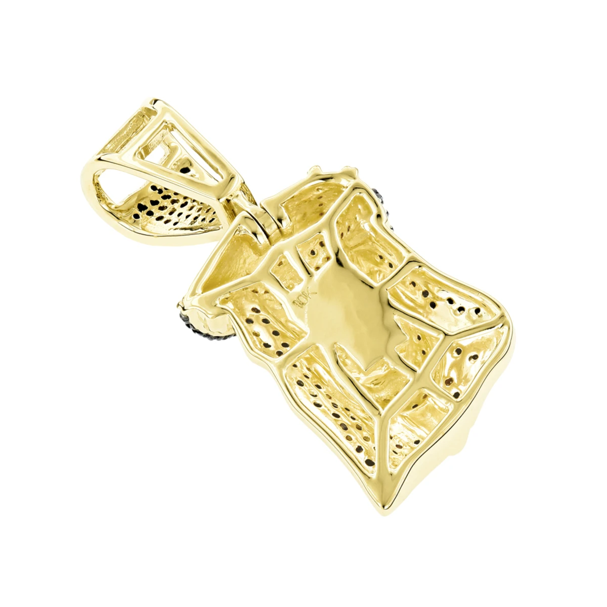 Mini Black Diamond Jesus Head Pendant Charm 10K Yellow Gold 1/2 Carat 6 Mini Black Diamond Jesus Head Pendant Charm 10K Yellow Gold 1/2 Carat - Image 4