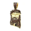 Mini Diamond Jesus Face Pendant 10K Yellow Gold 1/2 Carat Red Diamonds