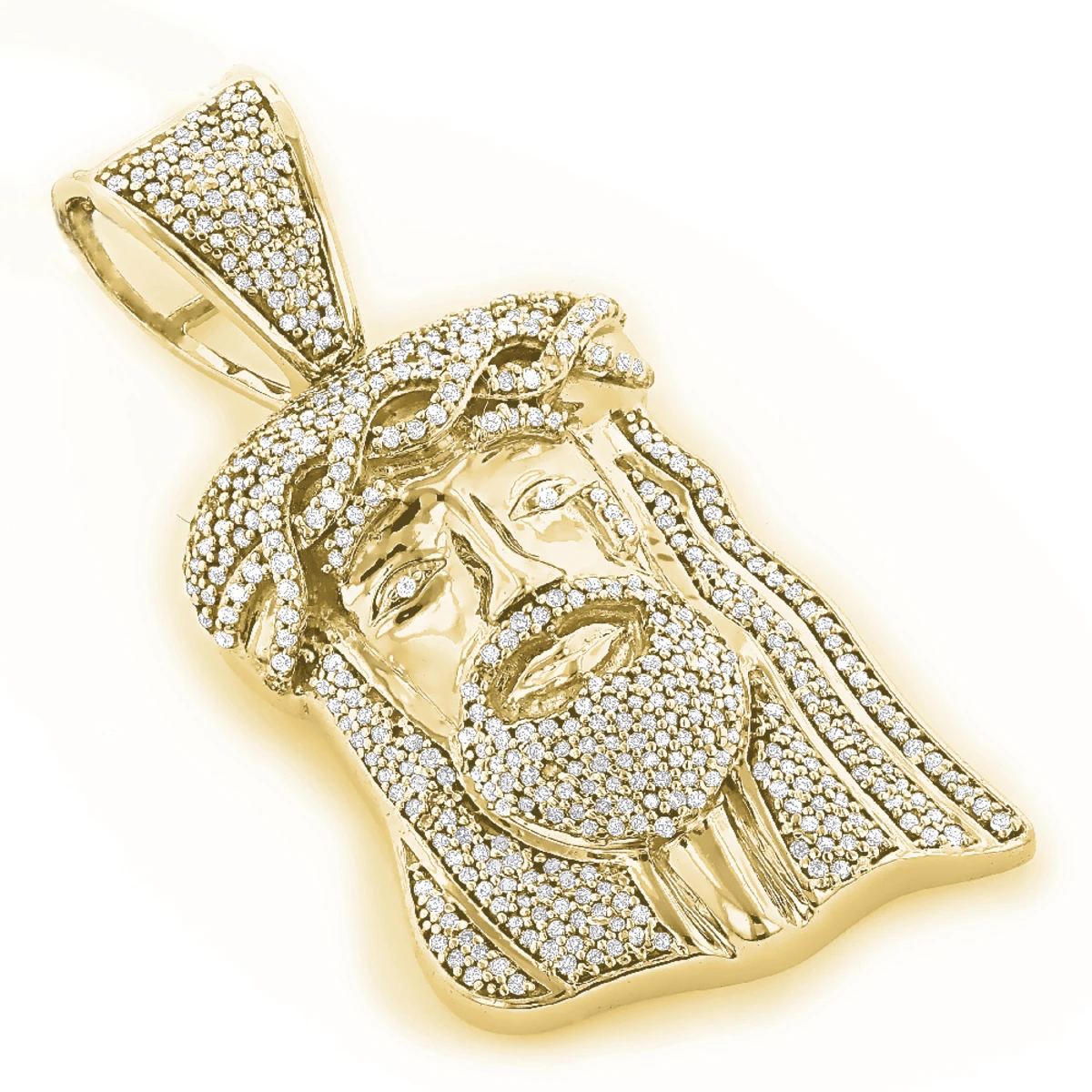 Mini Diamond Jesus Head Pendant 1ct 10K White Gold Charm 4 Mini Diamond Jesus Head Pendant 1ct 10K White Gold Charm - Image 2