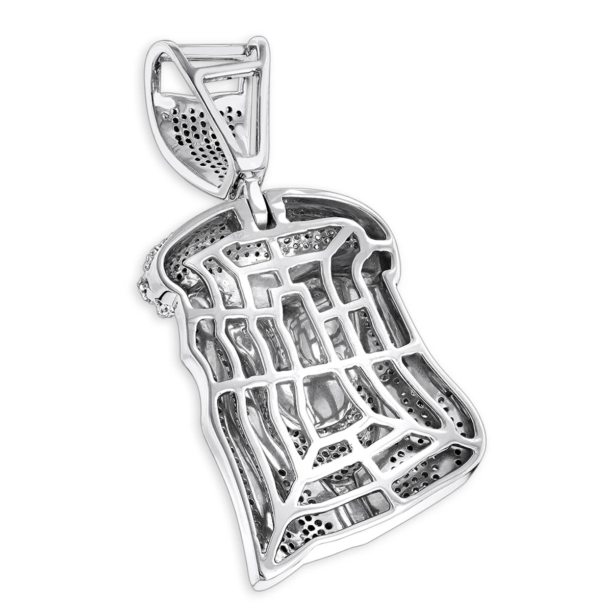 Mini Diamond Jesus Head Pendant In Sterling Silver 0.75 Ct 4 Mini Diamond Jesus Head Pendant In Sterling Silver 0.75 Ct - Image 2