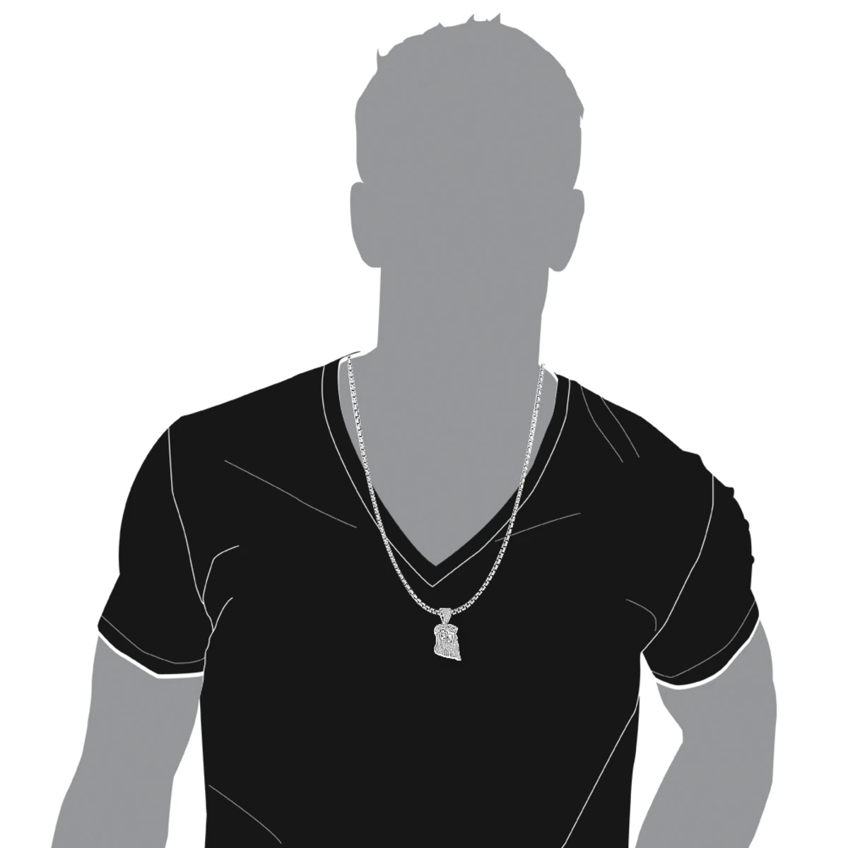 Mini Diamond Jesus Head Pendant In Sterling Silver 0.75 Ct 5 Mini Diamond Jesus Head Pendant In Sterling Silver 0.75 Ct - Image 3