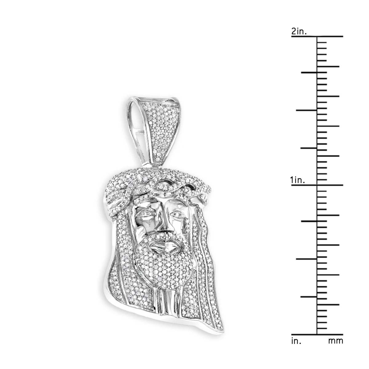 Mini Diamond Jesus Head Pendant In Sterling Silver 0.75 Ct 6 Mini Diamond Jesus Head Pendant In Sterling Silver 0.75 Ct - Image 4