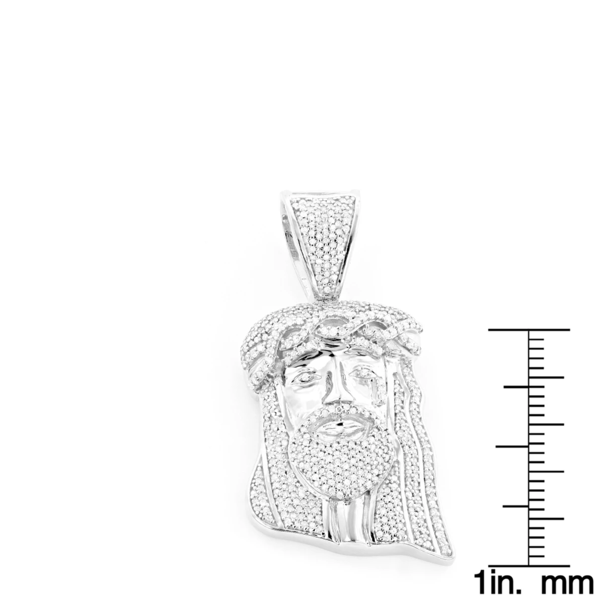 Mini Diamond Jesus Head Pendant In Sterling Silver 0.75 Ct 7 Mini Diamond Jesus Head Pendant In Sterling Silver 0.75 Ct - Image 5
