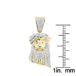 Mini Diamond Jesus Head Pendant 10K Yellow Gold 1/2 Carat -H'Hen Sale Store mini diamond jesus head pendant solid 10k gold 12 carat rulerye