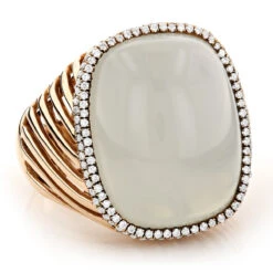 Moonstone 14K Yellow Gold Diamond White Moonstone Ring 17.2 -H'Hen Sale Store moonstone jewelry 14k diamond white moonstone ring 172 p 6086 ro