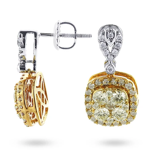 Natural Yellow Diamond Dangle Earrings 1.65ct 14K Yellow Gold 3 Natural Yellow Diamond Dangle Earrings 1.65ct 14K Yellow Gold