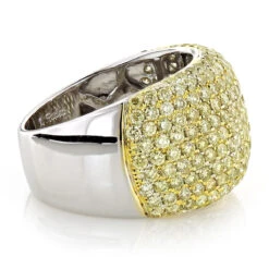 Natural Yellow Diamond Ring For Women 3.35ct 14K Yellow Gold Pave Wedding Band -H'Hen Sale Store natural yellow diamond ring 335ct 14k pave p 40942back