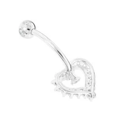 Solid 14K White Gold 0.6ct Diamond Heart Navel Ring 10 Solid 14K White Gold 0.6ct Diamond Heart Navel Ring -H'Hen Sale Store navel rings 14k diamond heart belly button ring 048 p 35766 backwh