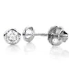 One Carat 14K White Gold Solitaire Round Diamond Bezel Stud Earrings