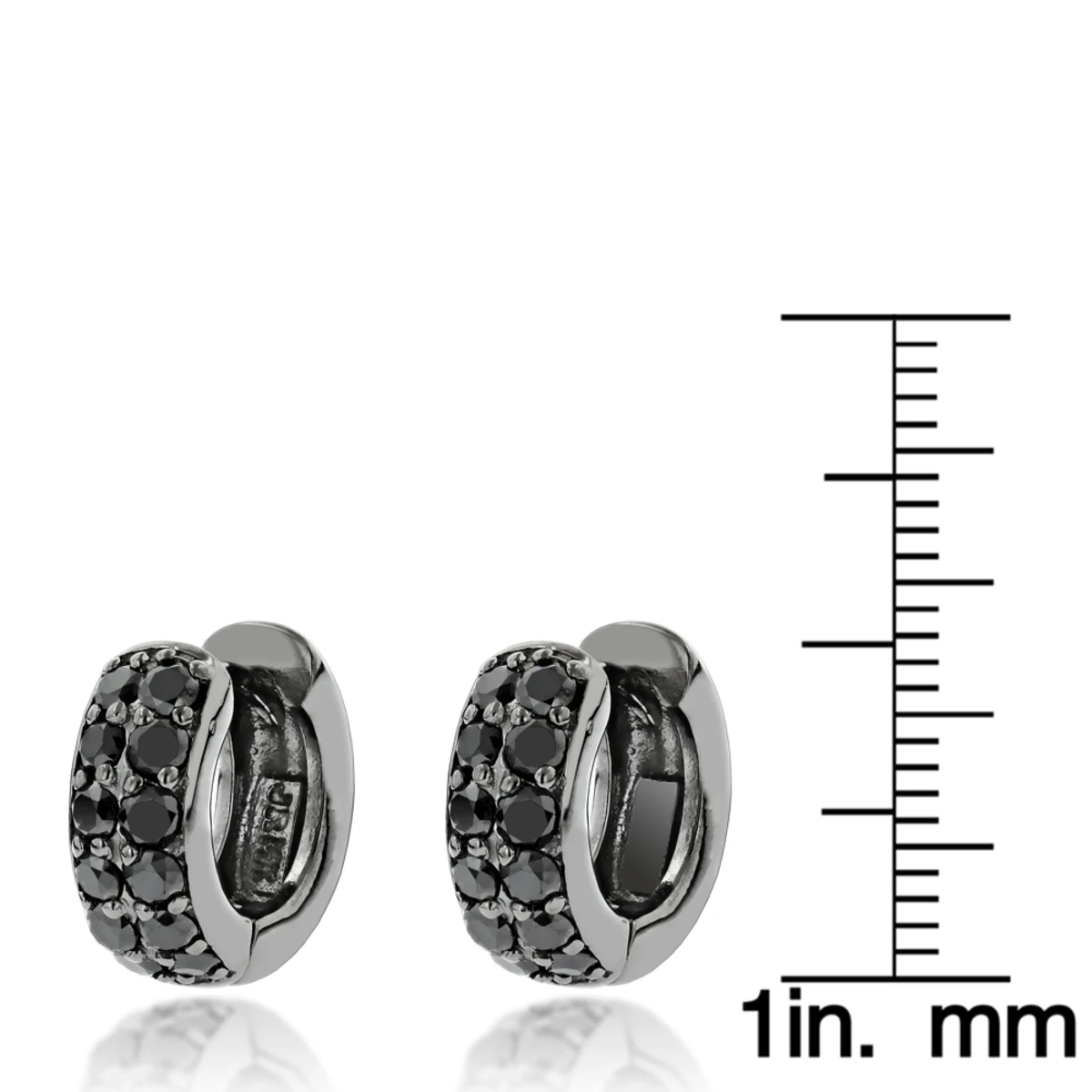 One Carat Black Diamond Hoops 14K Black Plated Gold Huggie Earrings By Luxurman 6 One Carat Black Diamond Hoops 14K Black Plated Gold Huggie Earrings By Luxurman - Image 4