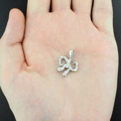 Small Heart Bow Diamond Pendant 0.17ct Sterling Silver -H'Hen Sale Store open heart bow diamond pendant 017ct sterling silver p 44284box