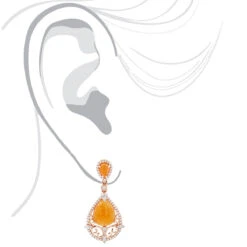 Orange Aventurine Gemstone Diamond Earrings 7.56ct 14K Rose Gold -H'Hen Sale Store orange aventurine gemstone diamond earrings 756ct 14k gold bodro