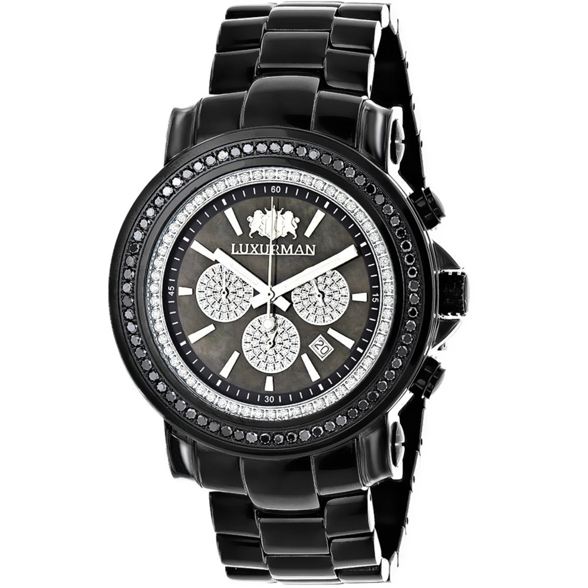 Oversized Men's Black Diamond Watch By Luxurman 3ct Chronograph Escalade 3 Oversized Men's Black Diamond Watch By Luxurman 3ct Chronograph Escalade