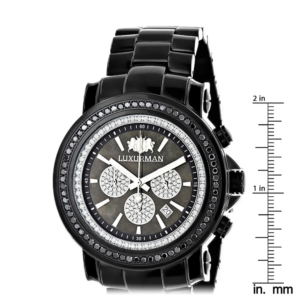 Oversized Men's Black Diamond Watch By Luxurman 3ct Chronograph Escalade 7 Oversized Men's Black Diamond Watch By Luxurman 3ct Chronograph Escalade - Image 5